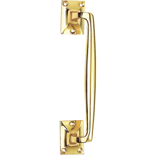 Loops One Piece Door Pull Handle 250mm Length 54mm Projection Polished Brass