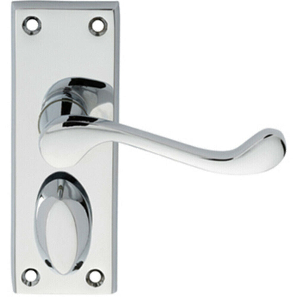 PAIR Victorian Scroll Handle on Privacy Backplate 118 x 43mm Polished Chrome