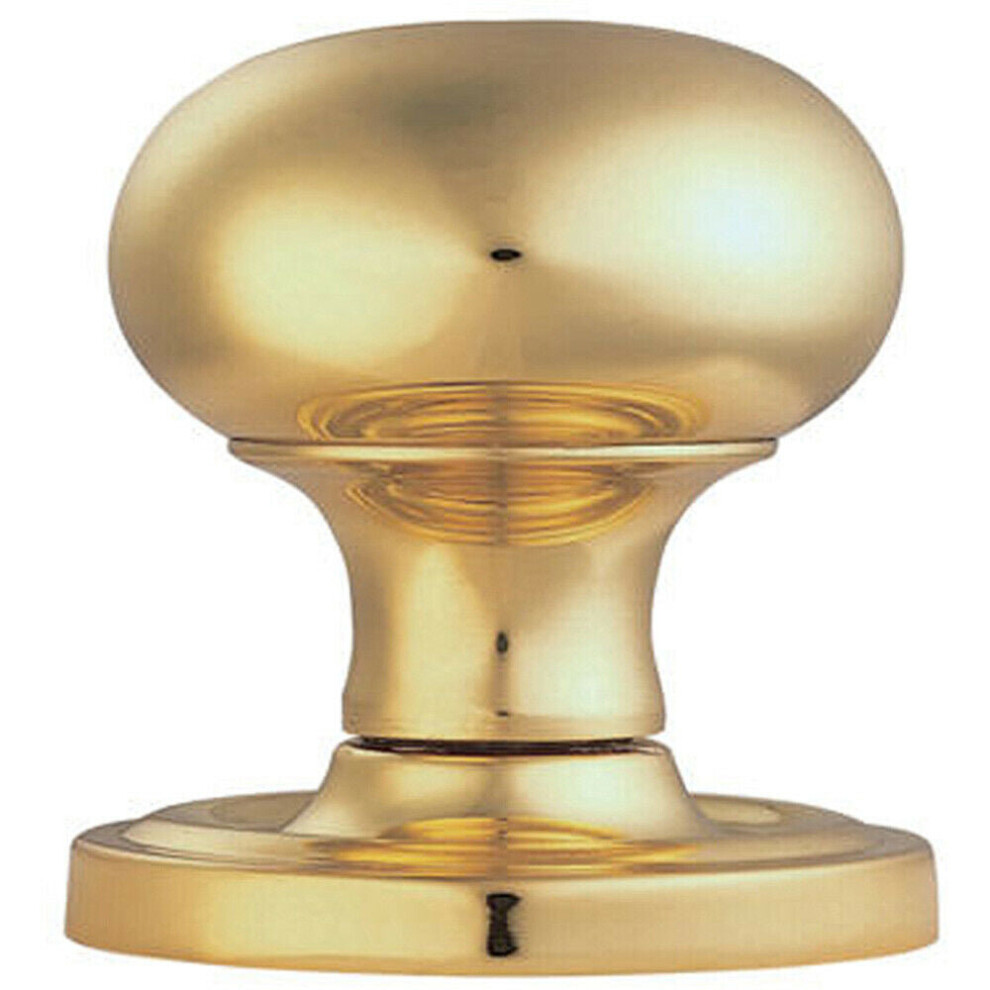 Pair Mushroom Mortice Door Knob 59Mm Dia Concealed Rose Polished Brass 5056492583304
