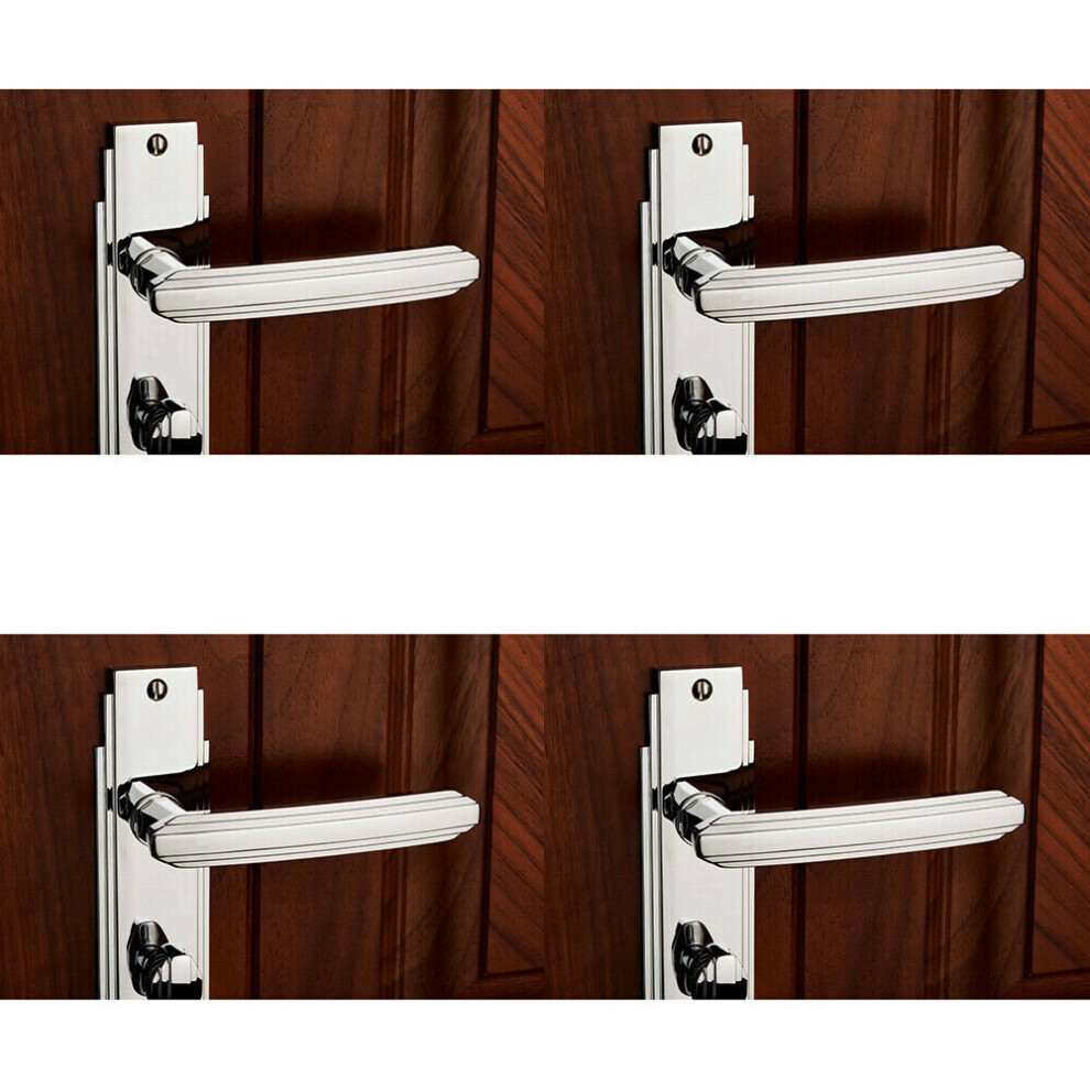 4x PAIR Line Detailed Handle on Bathroom Backplate 205 x 45mm Polished Chrome