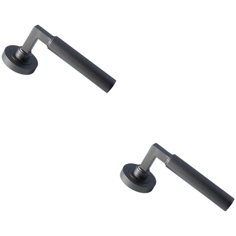 2x PAIR Straight Round Bar Handle on Round Rose Concealed Fix Matt Bronze