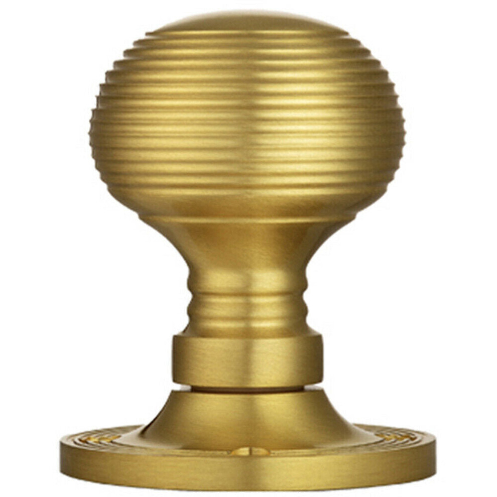 Loops Pair Round Textured Mortice Door Knob 52Mm Dia Satin Brass Beehive Knob