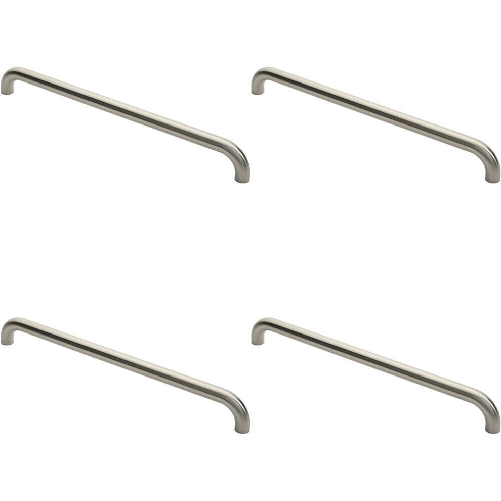 4X Round D Bar Pull Handle 630 X 30Mm 600Mm Fixing Centres Satin Steel