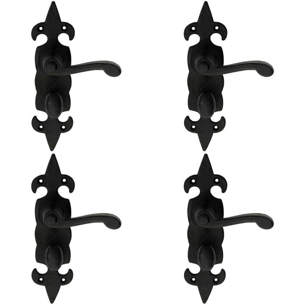 Loops 4X Pair Forged Scroll Handle On Bathroom Backplate 206 X 57Mm Black Antique