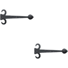 2x PAIR 380mm Ornate Sword Hinge Front Black Antique Decorative Door Plate