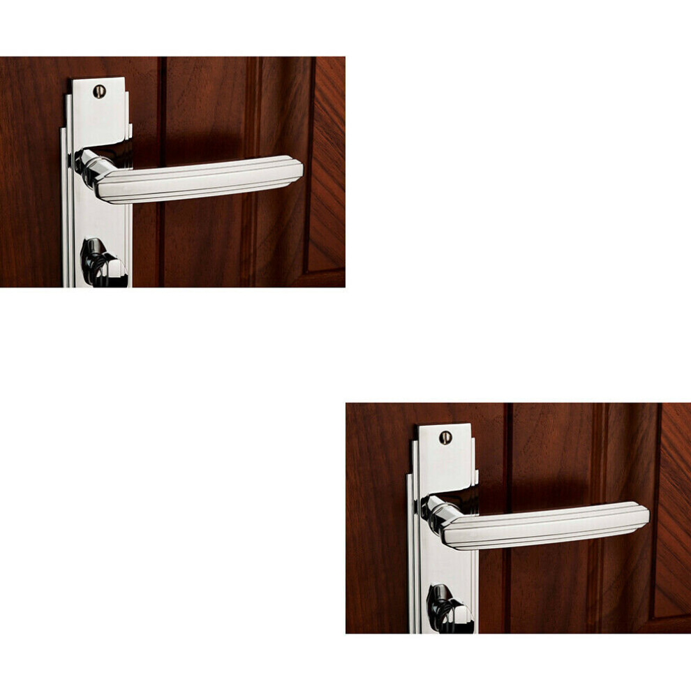2X Pair Line Detailed Handle On Bathroom Backplate 205 X 45Mm Polished Chrome