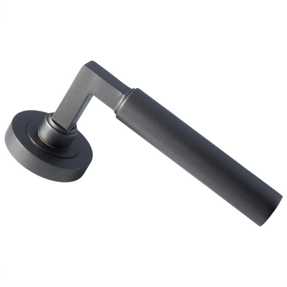 PAIR Straight Round Bar Handle on Round Rose Concealed Fix Matt Bronze