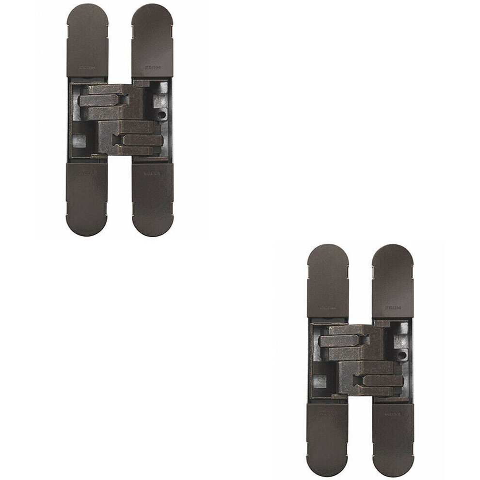 Loops 100 X 22Mm Adjustable Medium Duty Concealed Hinge Brass Bronzed Internal Door