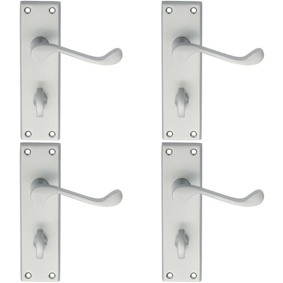 4x PAIR Victorian Scroll Handle on Bathroom Backplate 150 x 43mm Satin Chrome