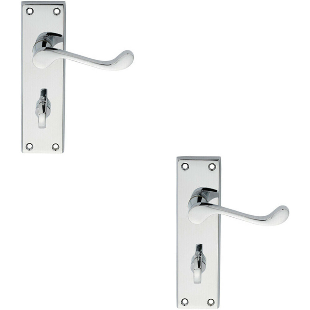 Loops 2X Pair Victorian Scroll Lever On Bathroom Backplate 150 X 43Mm Polished Chrome