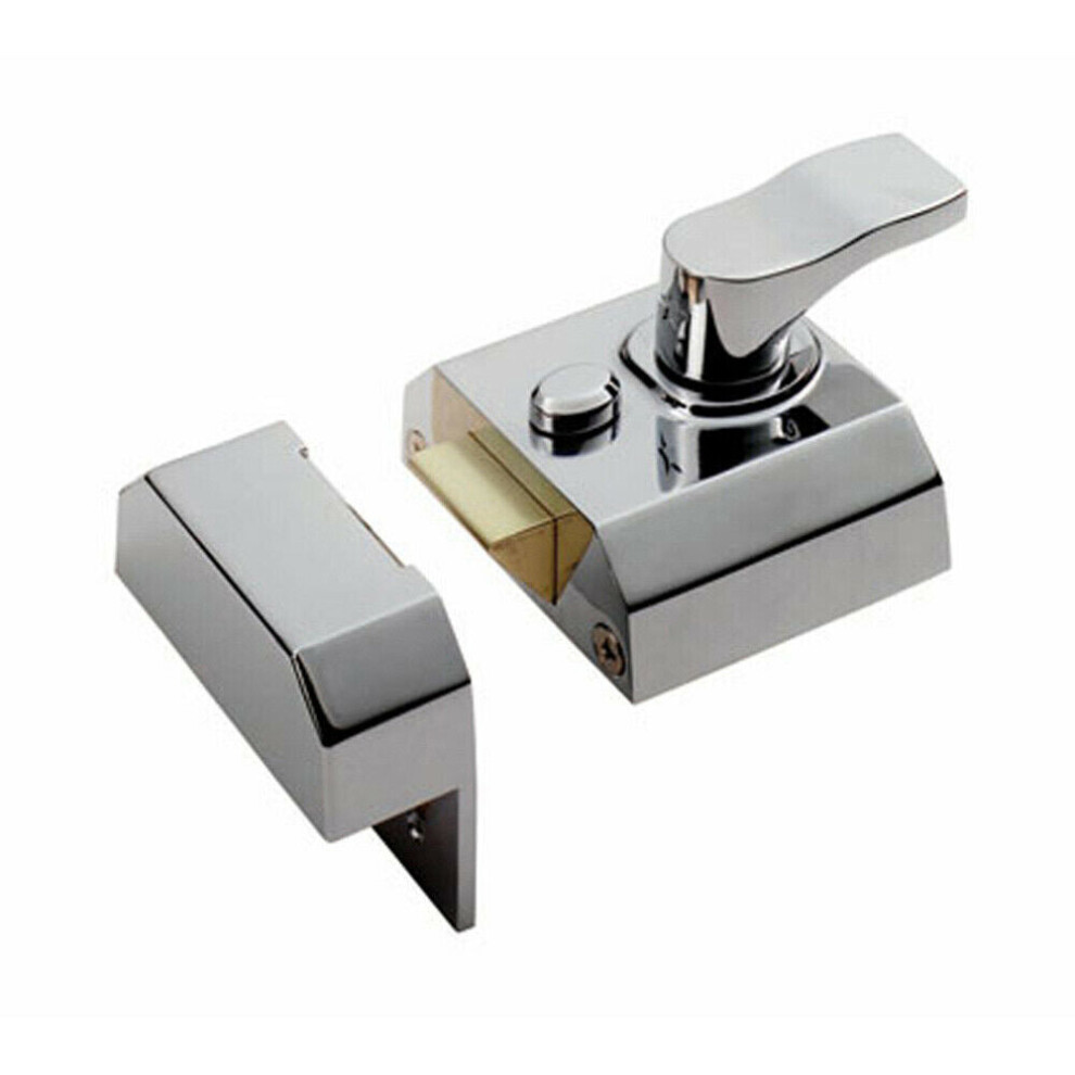 Contract Rim Cylinder Nightlatch 40Mm Polished Chrome Door Security Lock 5056492579543