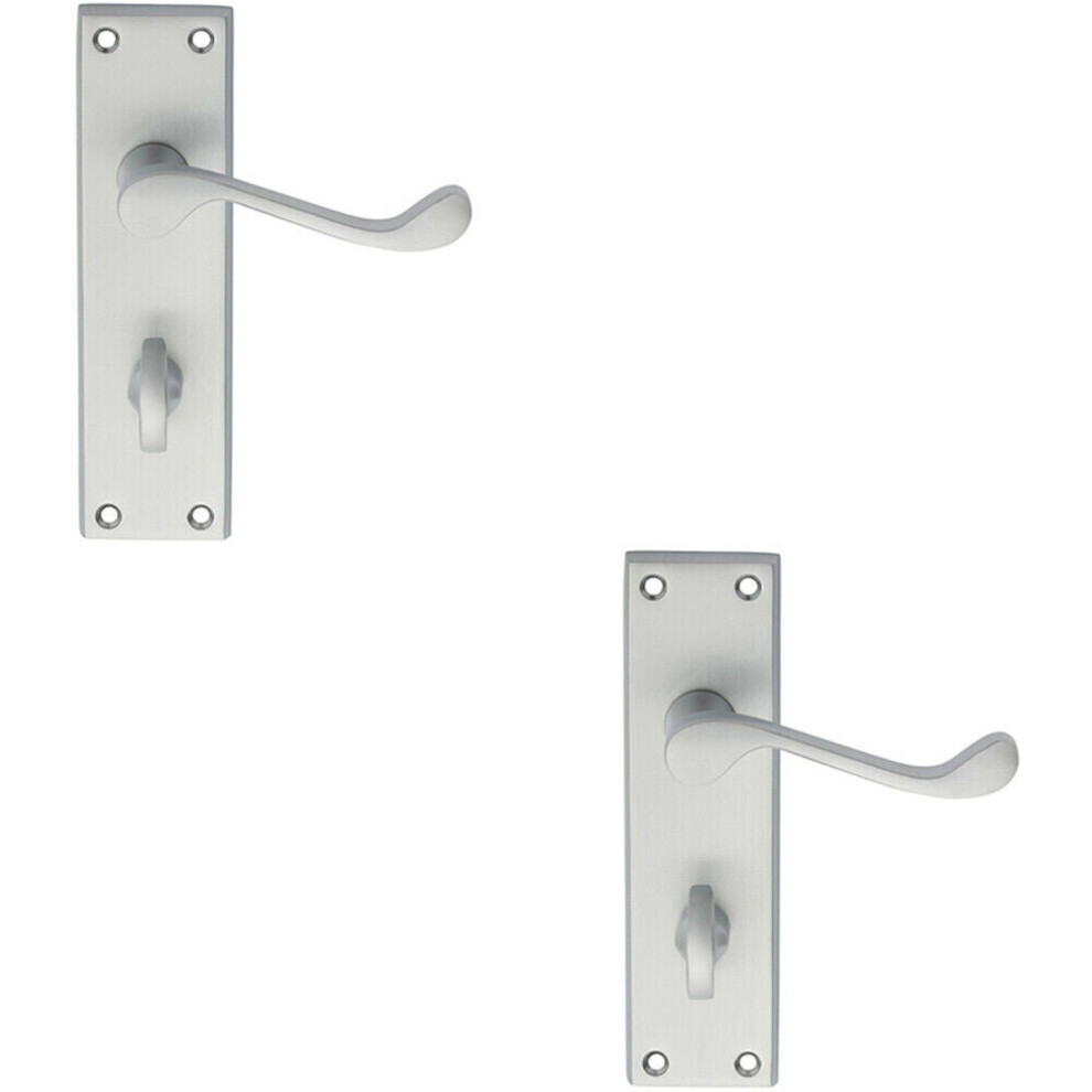 2x PAIR Victorian Scroll Handle on Bathroom Backplate 150 x 43mm Satin Chrome