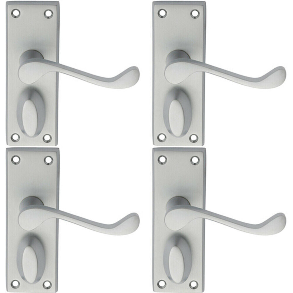 Loops 4X Pair Victorian Scroll Handle On Privacy Backplate 118 X 43Mm Satin Chrome