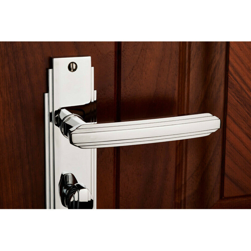 Loops Pair Line Detailed Handle On Bathroom Backplate 205 X 45Mm Polished Chrome