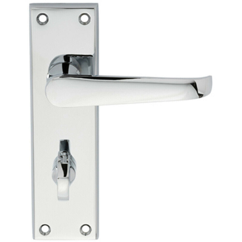 Loops Pair Straight Victorian Lever On Bathroom Backplate 150 X 43Mm Polished Chrome