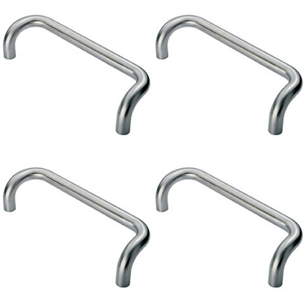 4x Cranked Pull Handle 325 x 25mm 300mm Fixing Centres Satin Stainless Steel