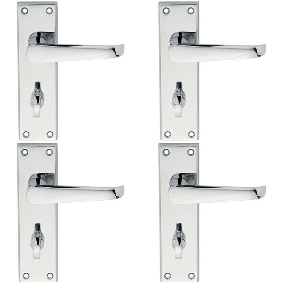 Loops 4X Pair Straight Victorian Lever On Bathroom Backplate 150 X 43Mm Chrome