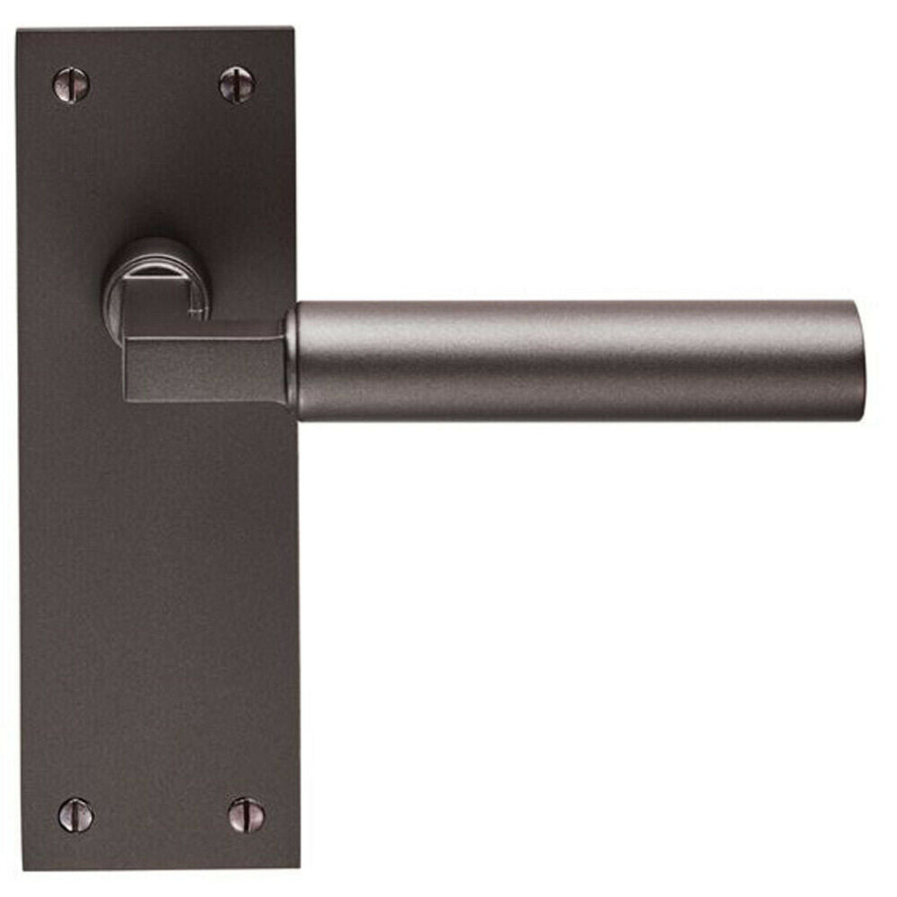 PAIR Round Bar Handle on Slim Latch Backplate 150 x 50mm Matt Bronze