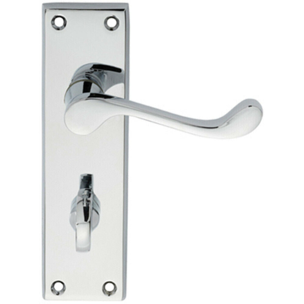 PAIR Victorian Scroll Lever on Bathroom Backplate 150 x 43mm Polished Chrome