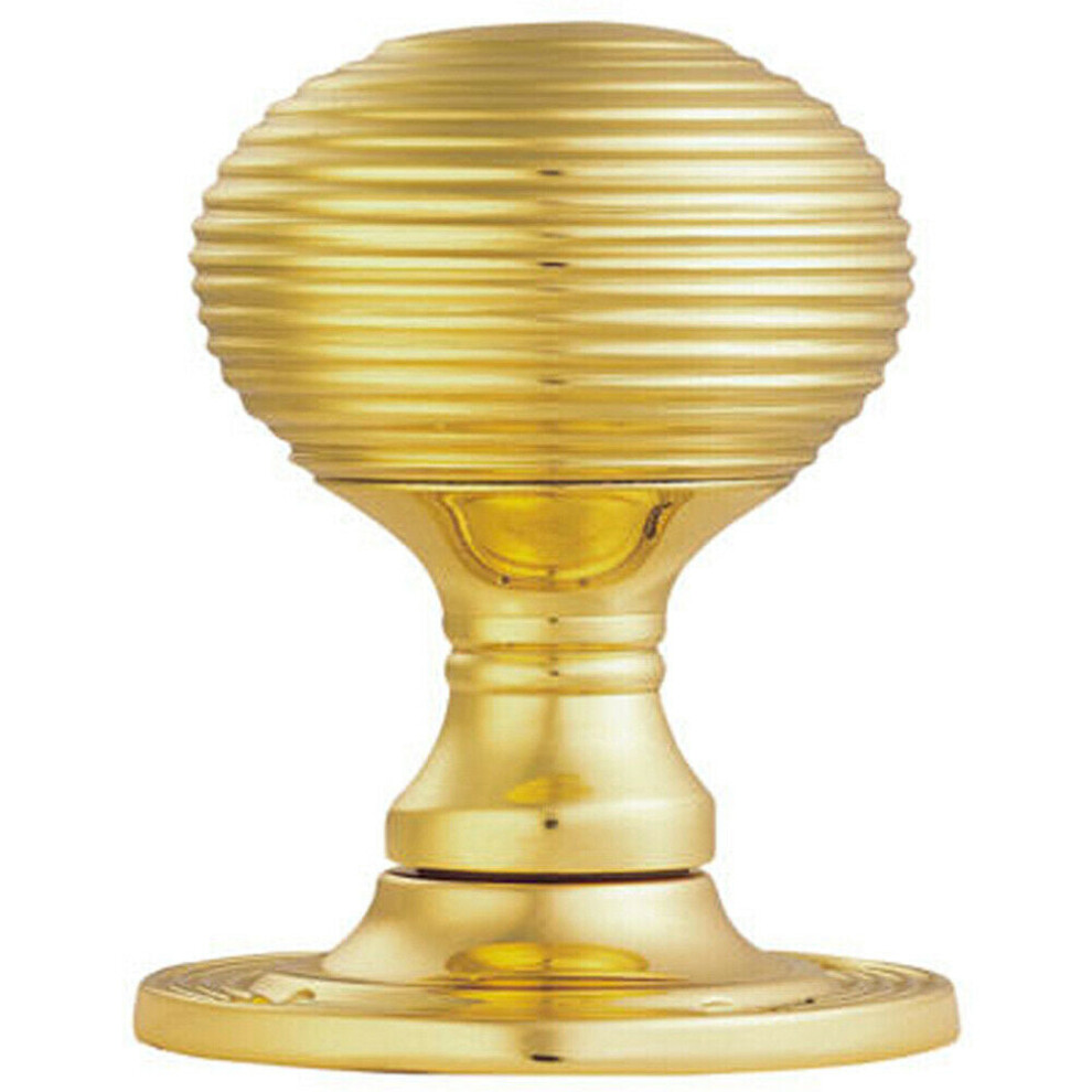 PAIR Round Textured Mortice Door Knob 52mm Dia Brass Beehive Handle