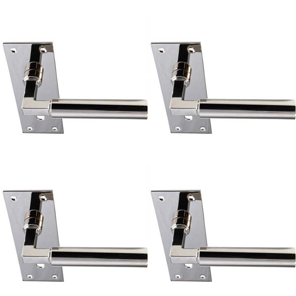 4x PAIR Round Bar Handle on Slim Lock Backplate 150 x 50mm Polished Nickel