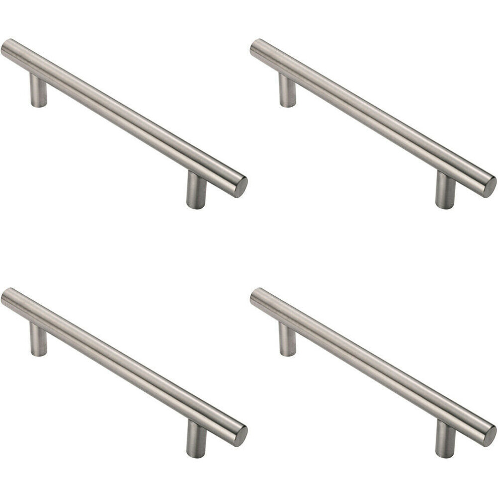 4x Straight T Bar Pull Handle 775 x 30mm 600mm Fixing Centres Satin Steel