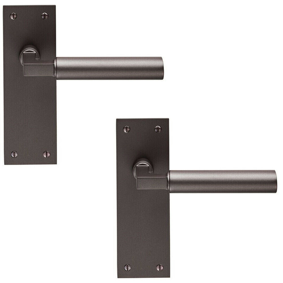 2x PAIR Round Bar Handle on Slim Latch Backplate 150 x 50mm Matt Bronze