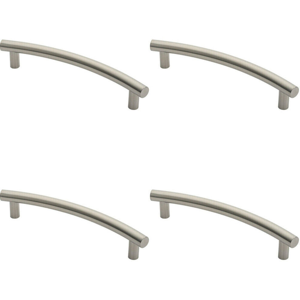 4x Curved T Bar Door Pull Handle 420 x 30mm 350mm Fixing Centres Satin Steel