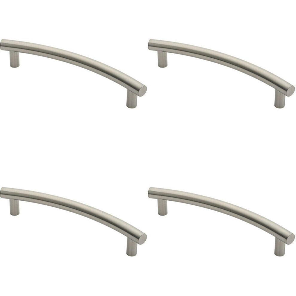 4X Curved T Bar Door Pull Handle 420 X 30Mm 350Mm Fixing Centres Satin Steel