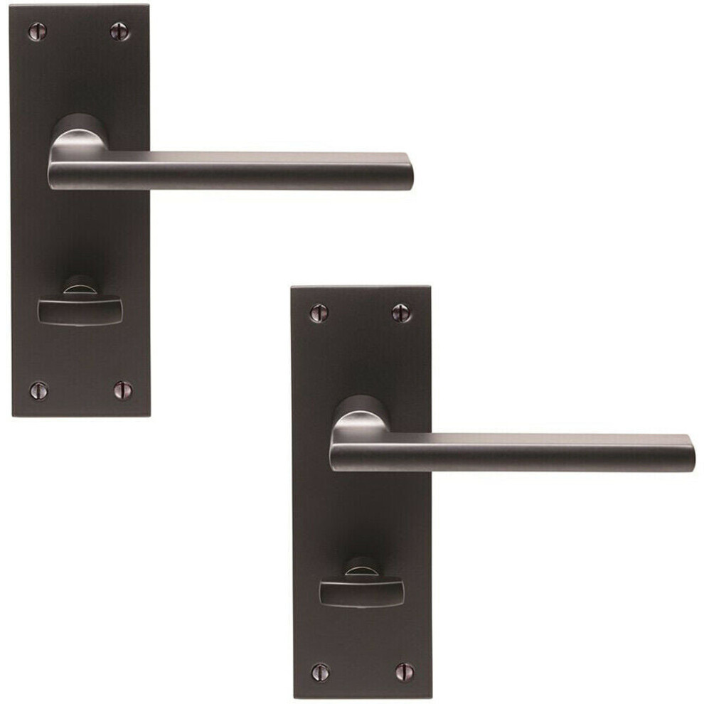 2x PAIR Straight Square Handle on Bathroom Backplate 150 x 50mm Matt Bronze