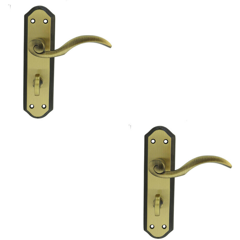 2X Pair Spiral Sculpted Lever On Bathroom Backplate 180 X 48Mm Florentine Bronze 5056492598162