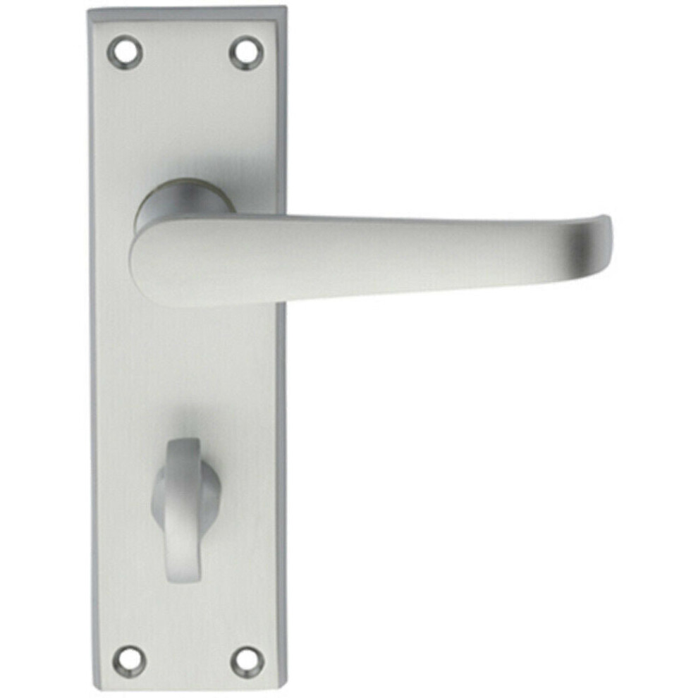 PAIR Straight Victorian Handle on Bathroom Backplate 150 x 43mm Satin Chrome