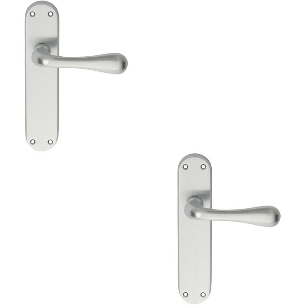 Loops 2X Pair Smooth Round Bar Handle On Latch Backplate 185 X 40Mm Satin Chrome