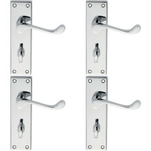 4x PAIR Victorian Scroll Lever on Bathroom Backplate 150 x 43mm Polished Chrome