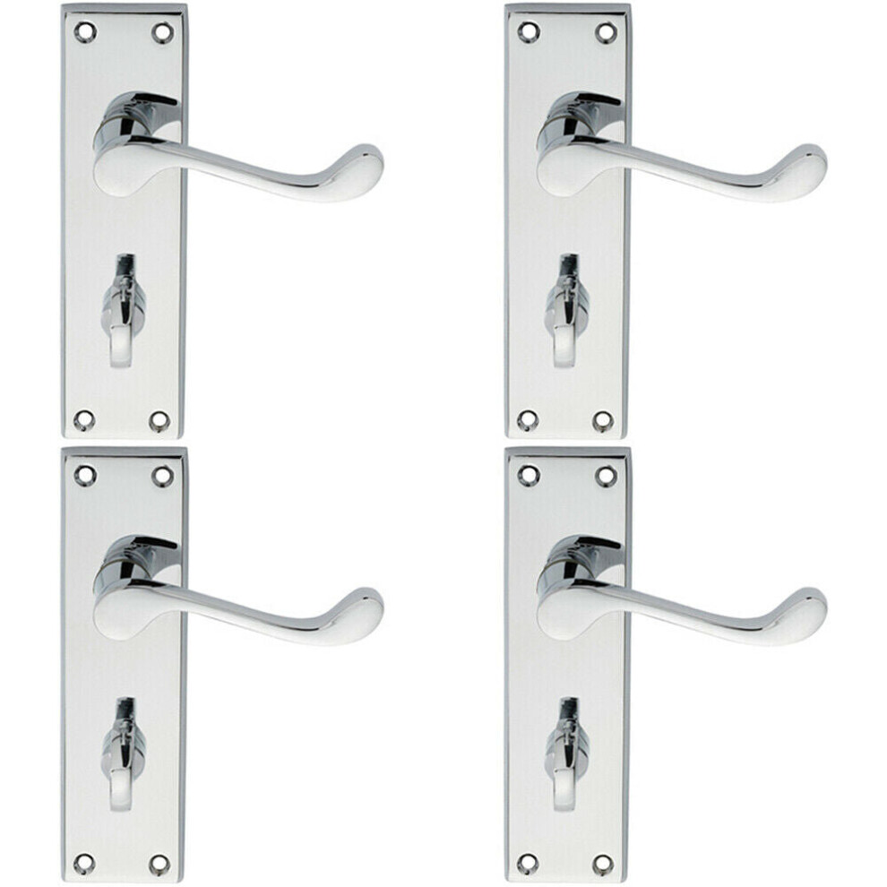 4x PAIR Victorian Scroll Lever on Bathroom Backplate 150 x 43mm Polished Chrome