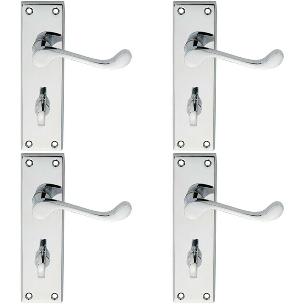 4X Pair Victorian Scroll Lever On Bathroom Backplate 150 X 43Mm Polished Chrome 5056524209424