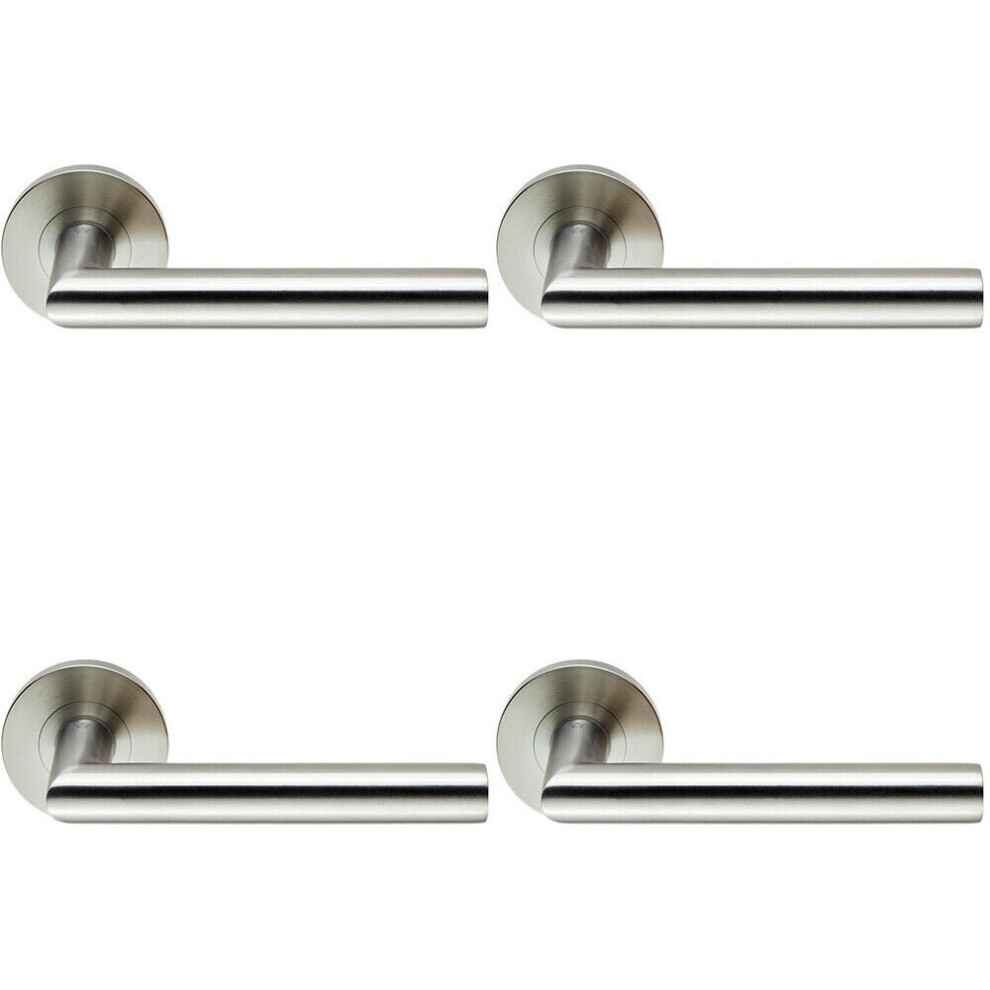 Loops 4X Pair Round Mitred Bar Safety Handle On Round Rose Concealed Fix Satin Steel