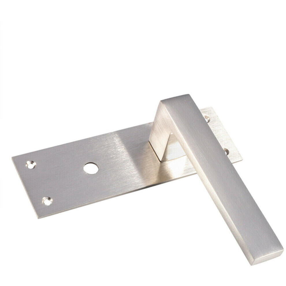 PAIR Straight Square Handle on Bathroom Backplate 150 x 50mm Satin Nickel