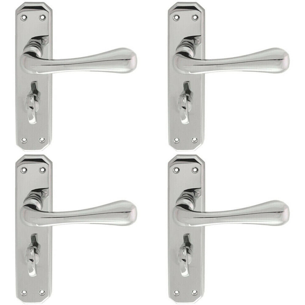 4X Pair Heavy Duty Lever On Angular Bathroom Backplate 180 X 40Mm Chrome 5056524210901