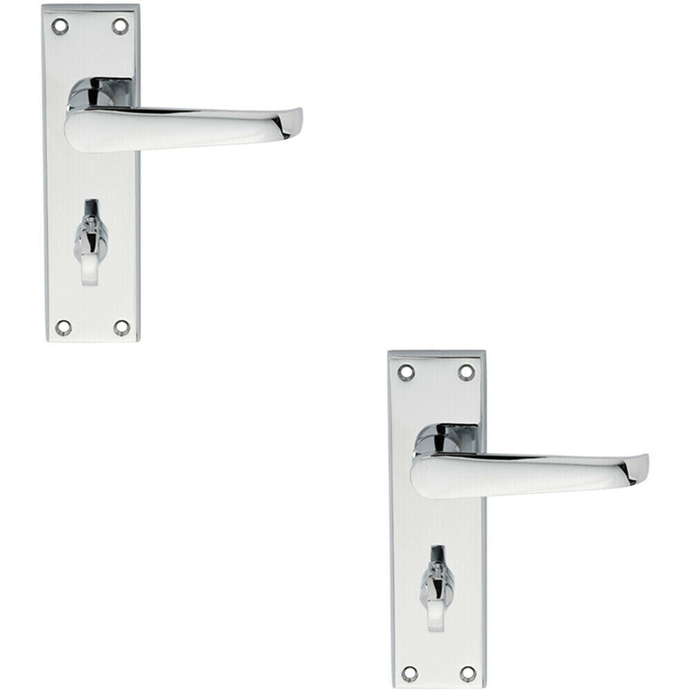 2X Pair Straight Victorian Lever On Bathroom Backplate 150 X 43Mm Chrome