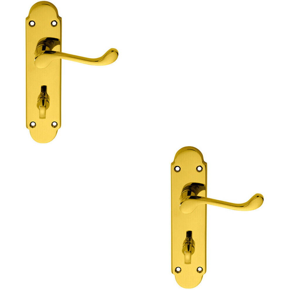 2X Pair Victorian Upturned Lever On Bathroom Backplate 170 X 42Mm Brass 5056492598407