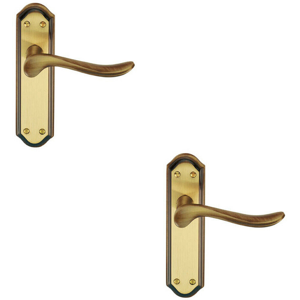 Loops 2X Pair Curved Handle On Sculpted Latch Backplate 180 X 48Mm Florentine Bronze