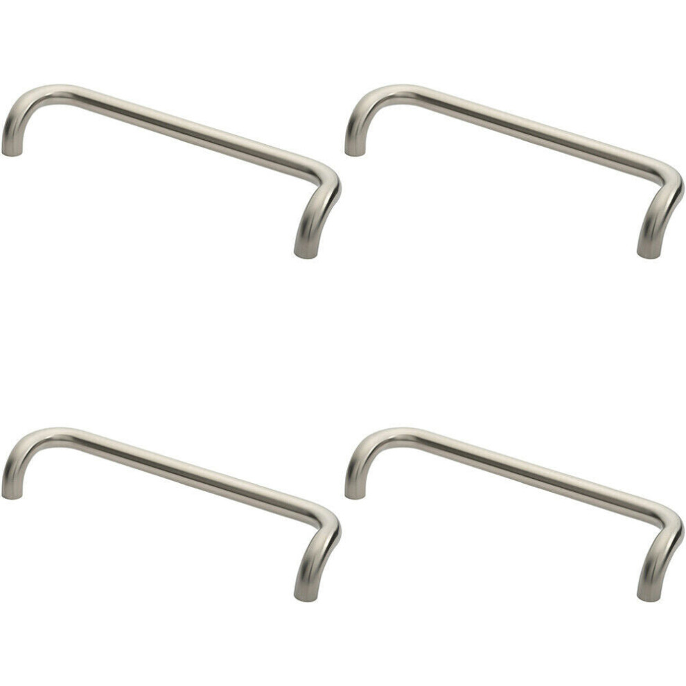 4x Cranked Pull Handle 480 x 30mm 450m Fixing Centres Satin Stainless Steel