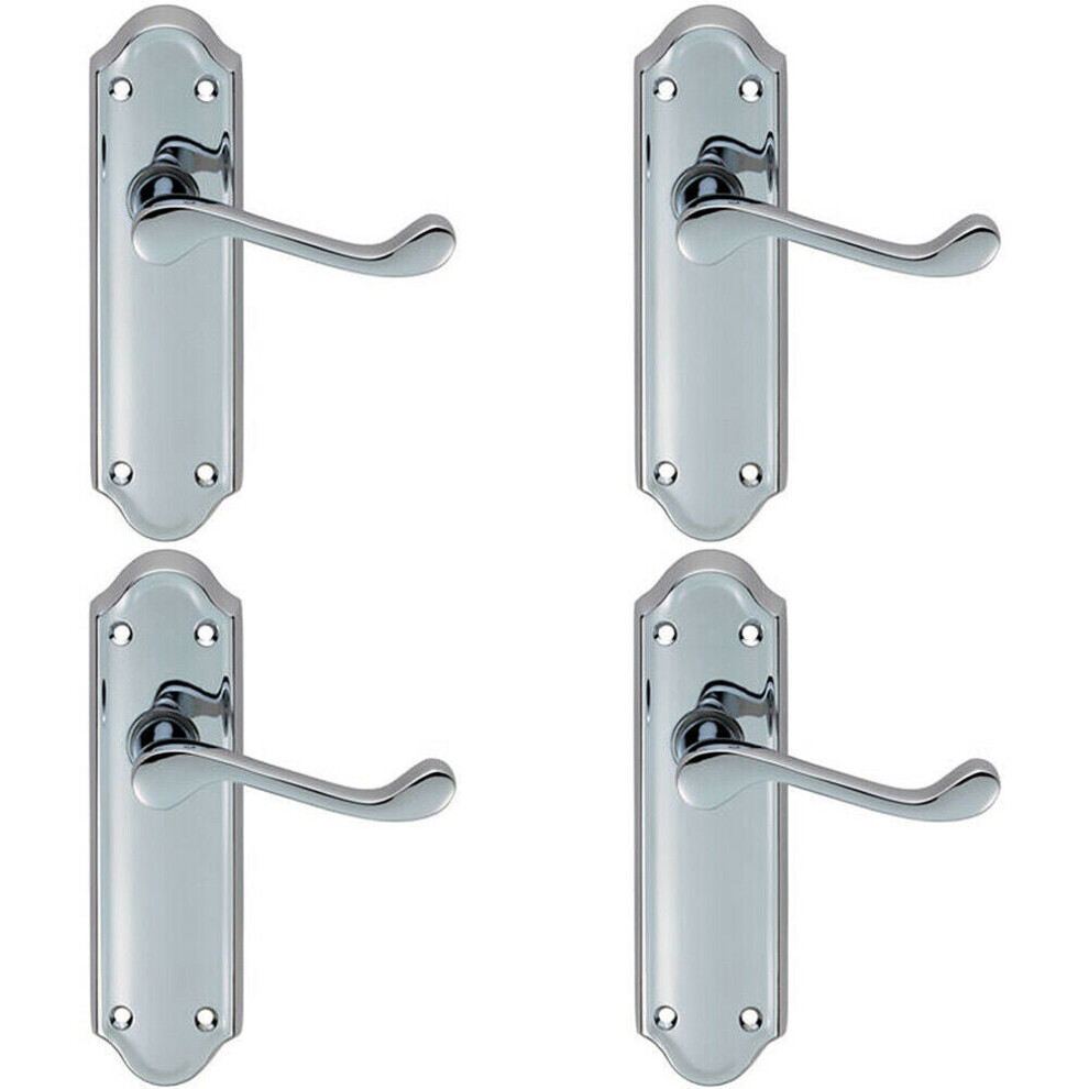 Loops 4X Pair Victorian Upturned Handle On Latch Backplate 168 X 47Mm Polished Chrome