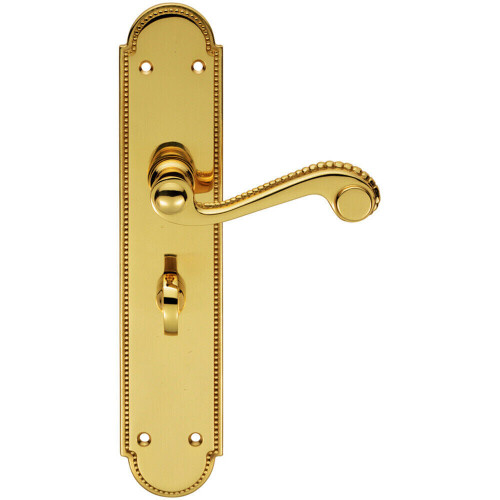 Loops PAIR Beaded Pattern Handle on Bathroom Backplate 249 x 50mm Polished Brass