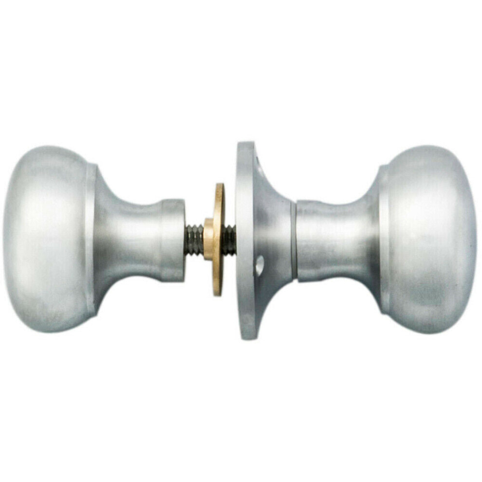 Loops Pair Large Mushroom Rimmed Mortice Door Knob 53Mm Diameter Satin Chrome
