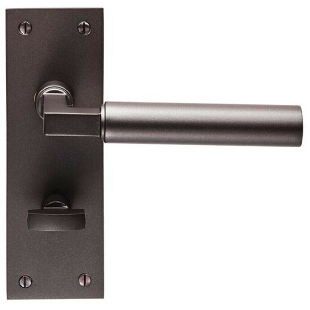 PAIR Round Bar Handle on Slim Bathroom Backplate 150 x 50mm Matt Bronze