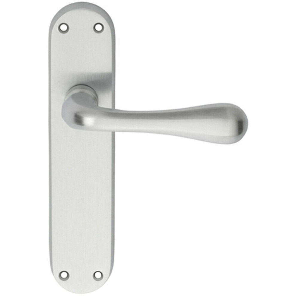 PAIR Smooth Round Bar Handle on Latch Backplate 185 x 40mm Satin Chrome