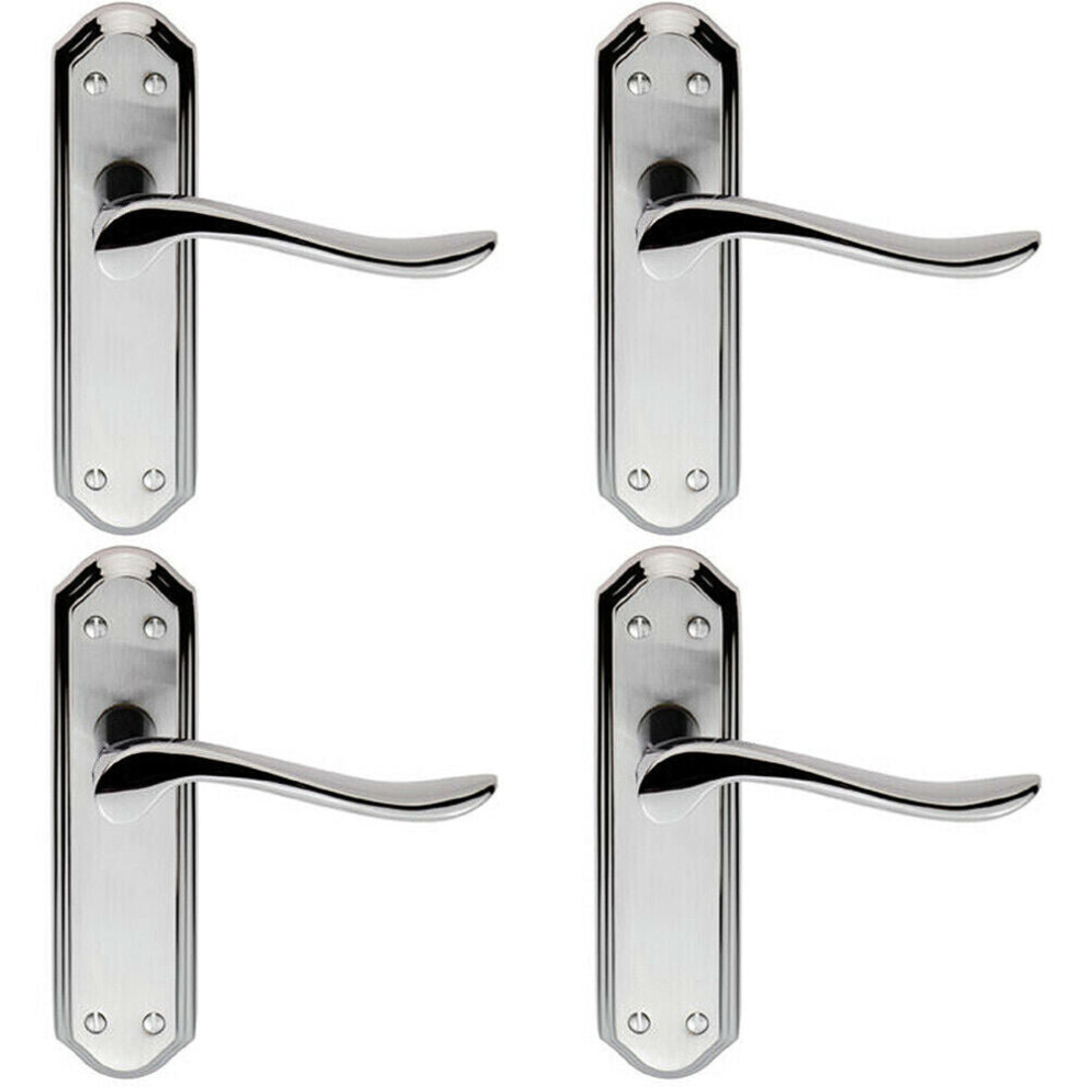 Loops 4X Pair Curved Lever On Sculpted Latch Backplate 180 X 48Mm Dual Chrome
