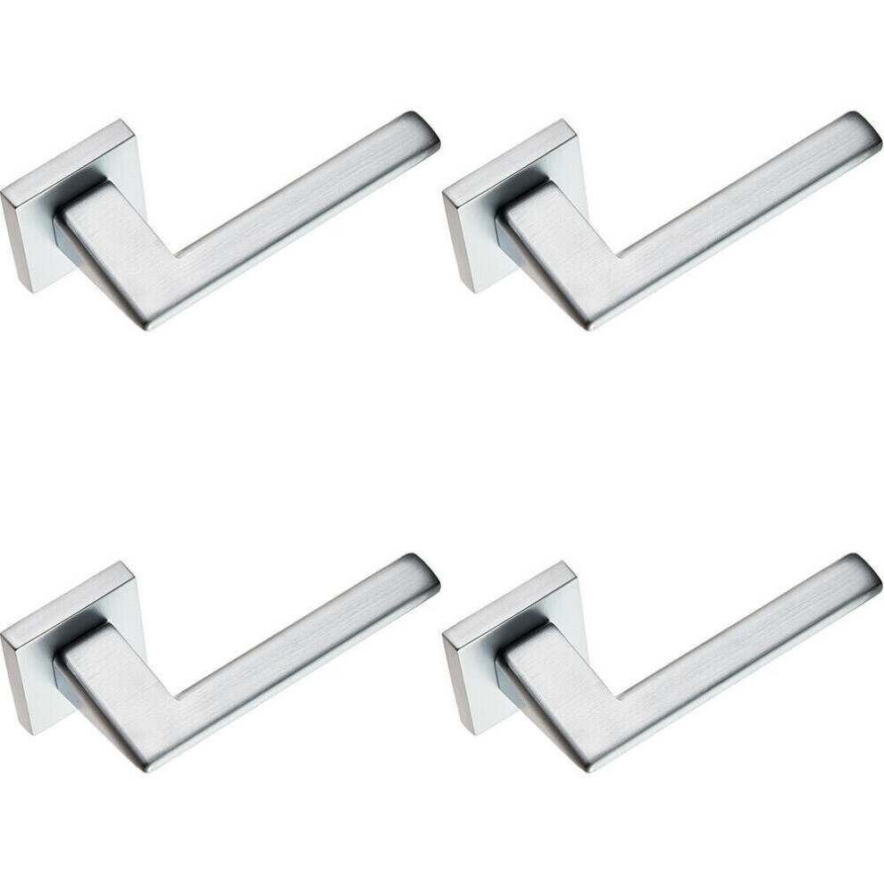 4x PAIR Modern Flat Bar Handle on Square Rose Concealed Fix Satin Chrome